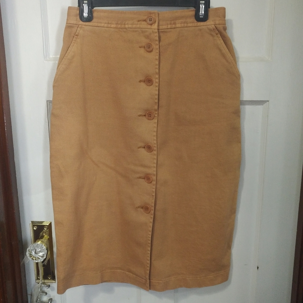 Wilfred Cotton Button Front Midi Skirt
